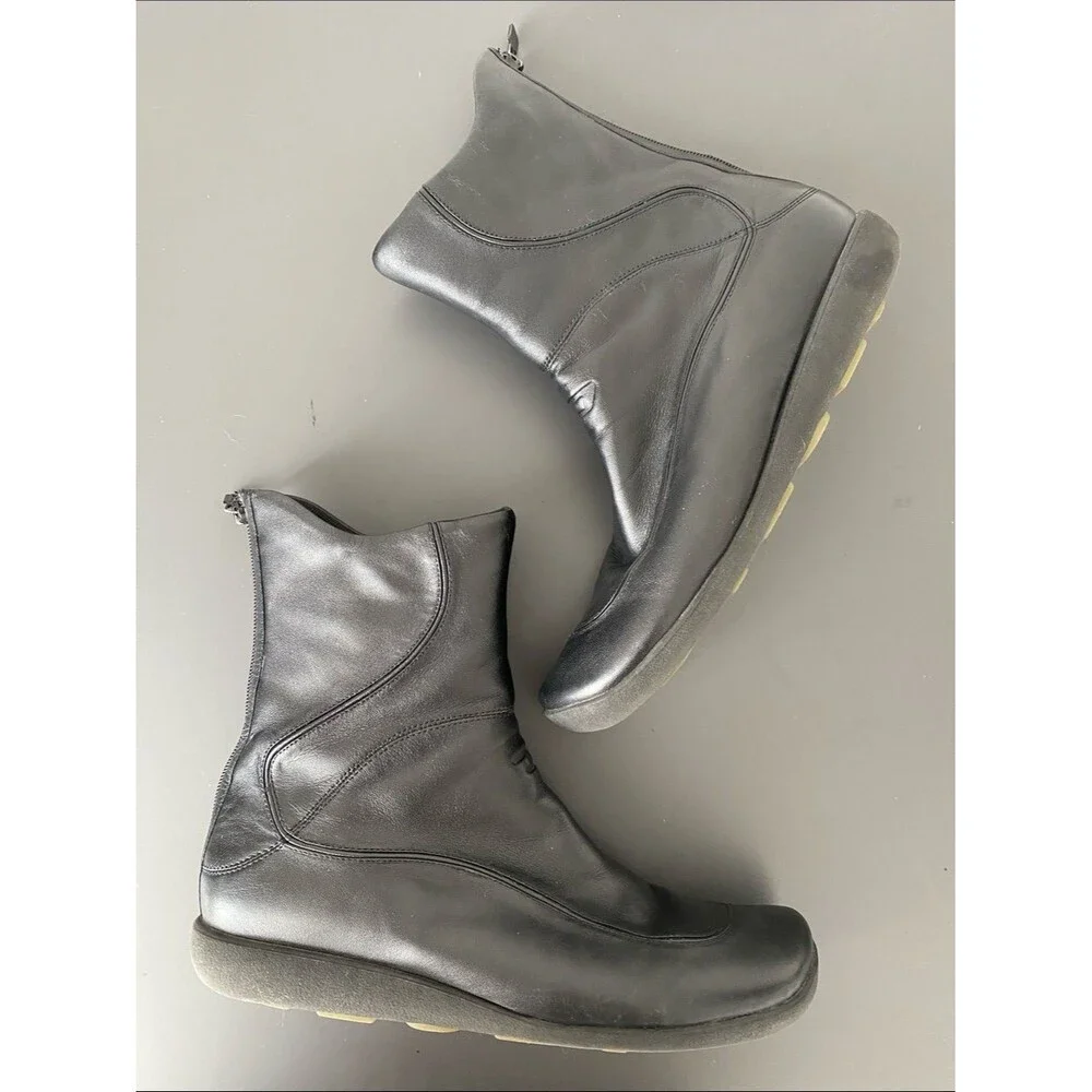 Diesel Black Leather Mid-Calf Zip Boots Men’s  10 Street Contemporary Minimal